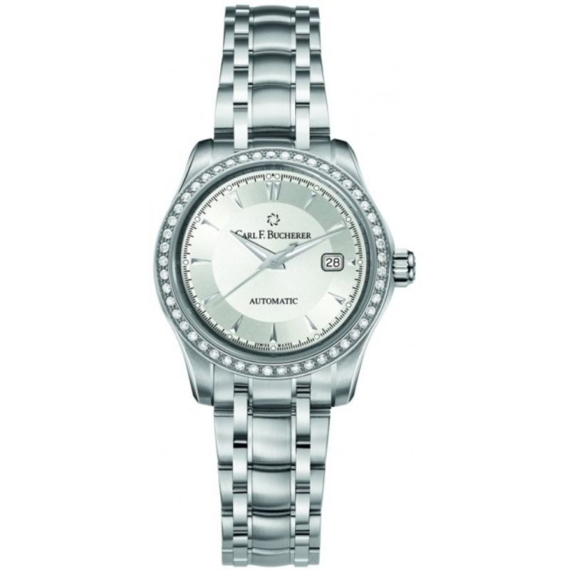 Carl F. Bucherer Manero Autodate Automatic Diamond Silver Dial 30mm Ladies Watch