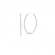 R COIN 18K WHITE GOLD PERFECT DIAMOND HOOP EARRING. DIAMOND WT:1.40
