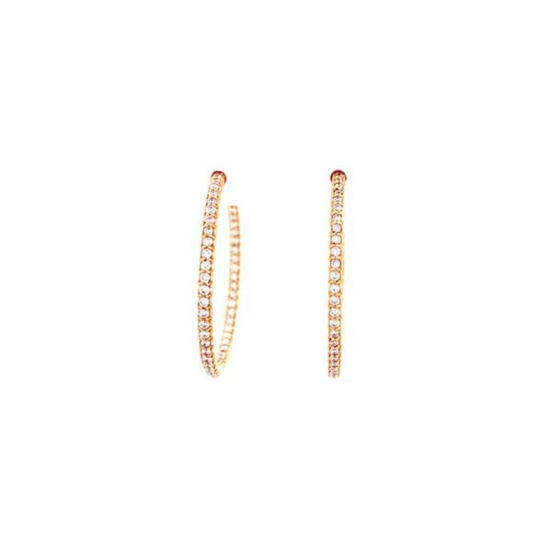 18K ROSE GOLD LARGE DIAMOND HOOP 30MM DIA. 0.98CTW.