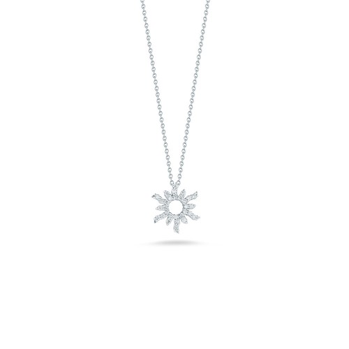 18KT WHITE GOLD DIAMOND SUN, .17CT.