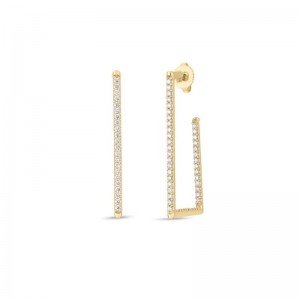 Roberto Coin Large Rectangular Diamond Hoops