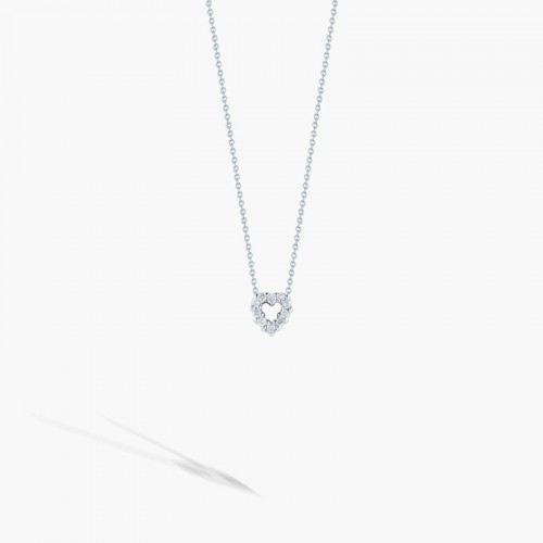 ROBERTO COIN 18K WHITE GOLD DIAMOND AND PINK SAPPHIRE HEART PENDANT 0.10, 0.10.