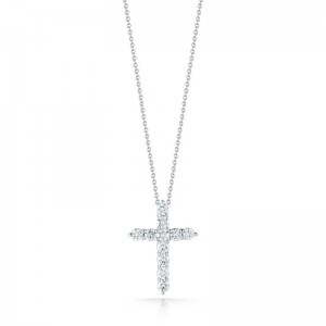 Roberto Coin 18K White Gold Tiny Treasure Diamond Cross Necklace