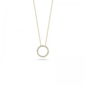 Roberto Coin Circle Pendant with Diamonds - 18K Yellow Gold