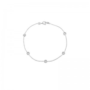 18K WHITE GOLD 5 STATION DIAMOND BRACELET .25CTW.