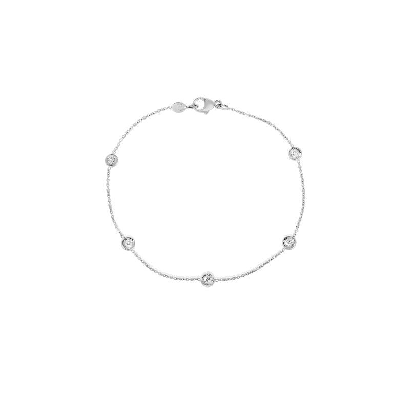 18K WHITE GOLD 5 STATION DIAMOND BRACELET .25CTW.