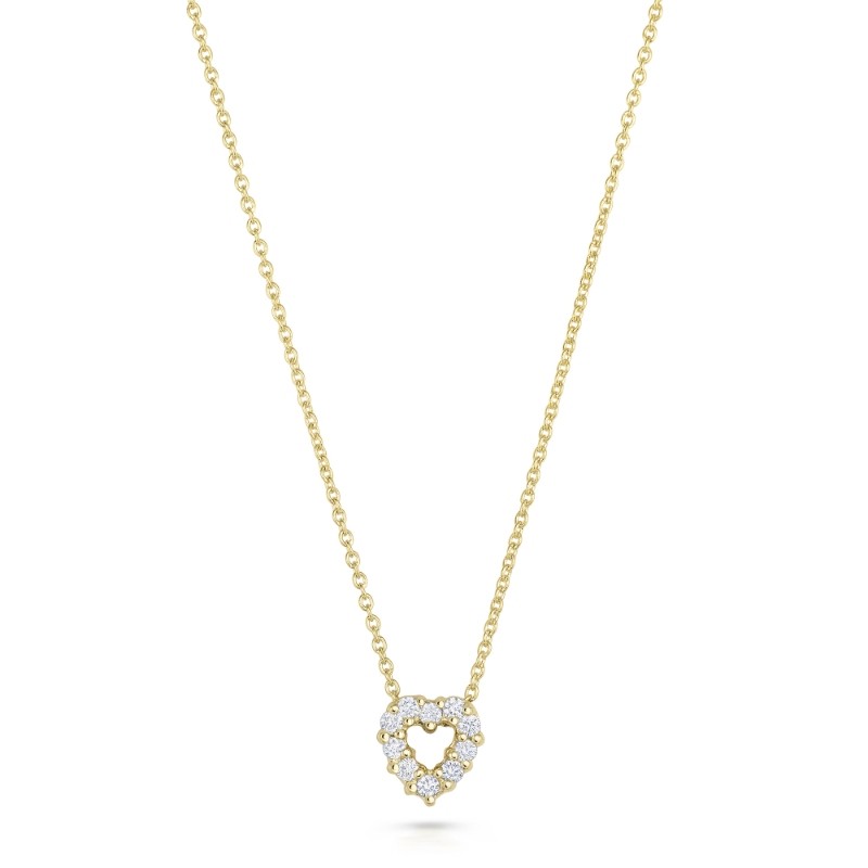 18K Yellow Gold Tiny Treasures Diamond Heart Necklace. 