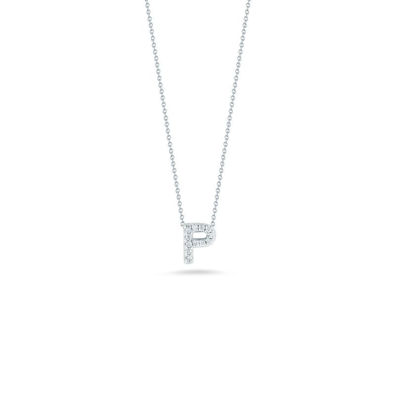R.COIN 18K WHITE GOLD CHAIN /W BABY DIAMOND PENDANT LOVELETTER 