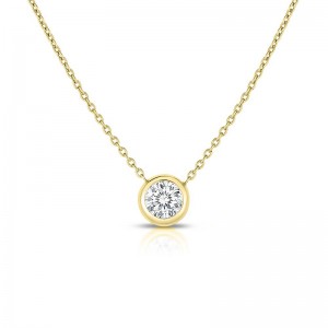 18K YELLOW GOLD POINT DIAMOND STATION NECKLACE .19CTW. 