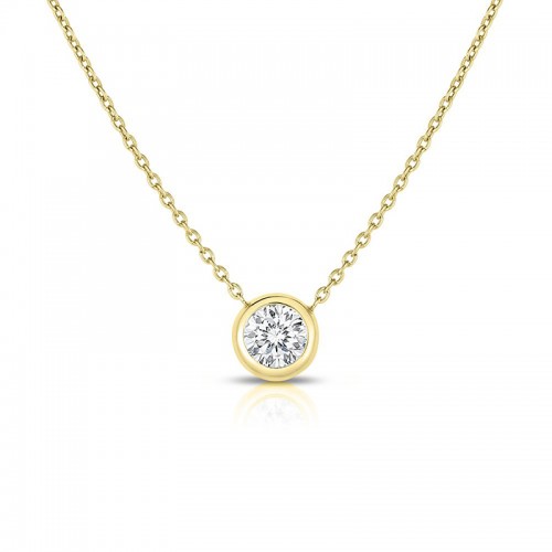 18K YELLOW GOLD POINT DIAMOND STATION NECKLACE .19CTW.