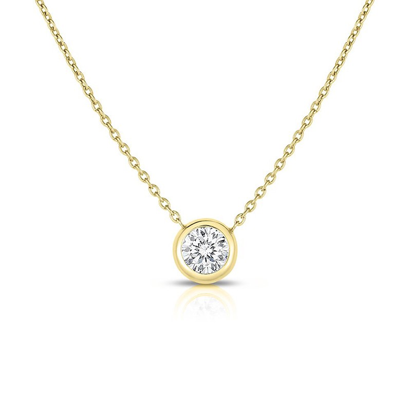 18K YELLOW GOLD POINT DIAMOND STATION NECKLACE .19CTW.