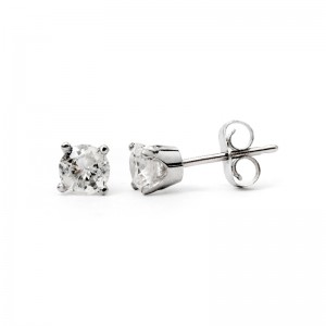 Laurenti 18k White Gold round Diamond post earrings .66ctw.