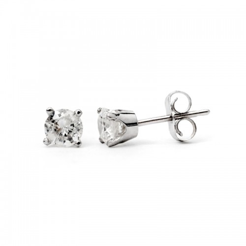 Laurenti 18k White Gold round Diamond post earrings .66ctw.
