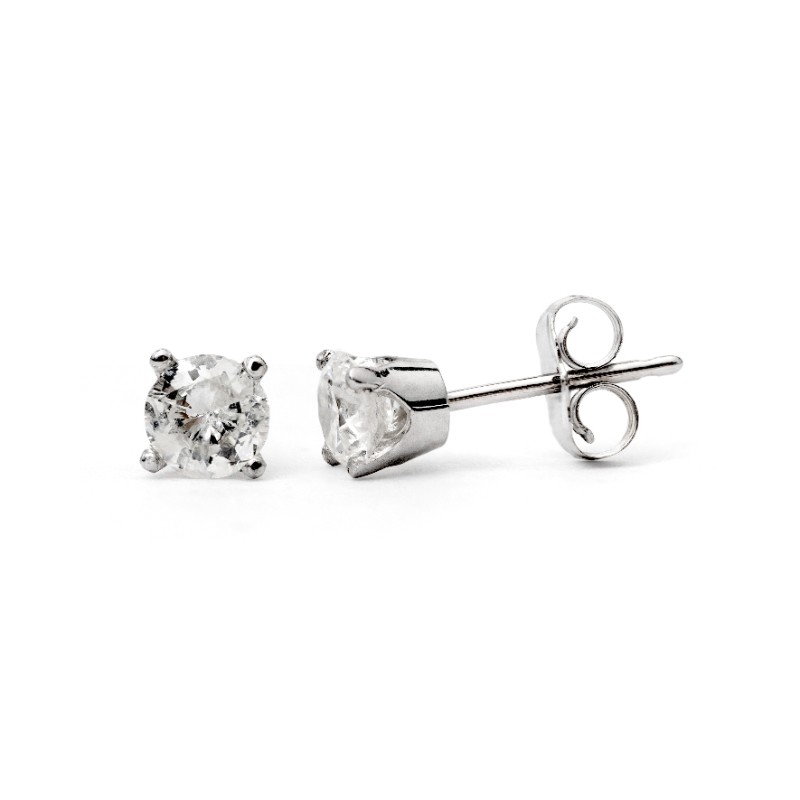 Laurenti 18k White Gold round Diamond post earrings .66ctw.