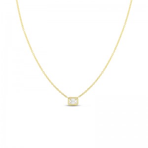 Roberto Coin 18 Karat Yellow Gold Emerald Cut Diamond Necklace