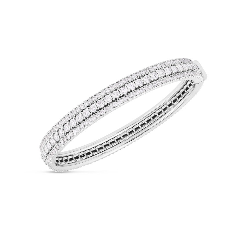 ROBERTO COIN 18K WHITE GOLD SIENA DIAMOND 3 ROWS BANGE 47X57MM DIA-3.75CT.