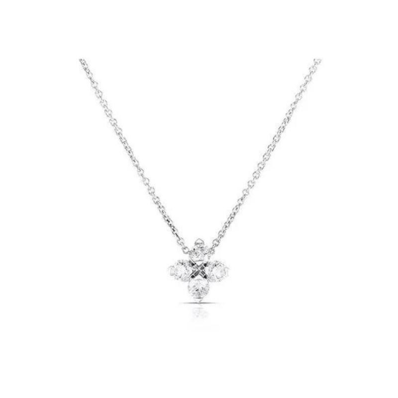 Roberto Coin 18KW Love in Verona Diamond Small Flower Necklace .27ctw.