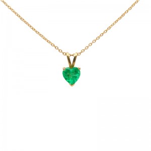 Laurenti Heart shape emerald pendant in 14k Yellow Gold