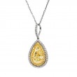 Laurenti 18k White Gold Yellow and White Diamond Necklace .79ctw pear shape. yellow diamond .11ctw pear shape F color white diamond
