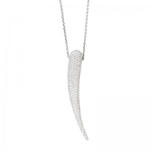Laurenti 14k White Gold Spear Diamond Pendant Necklace 2.42ct round melee. Diamond E,VVS1 Pendant