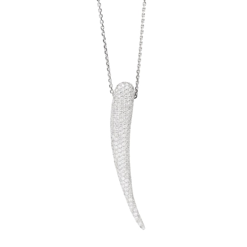 Laurenti 14k White Gold Spear Diamond Pendant Necklace 2.42ct round melee. Diamond E,VVS1 Pendant