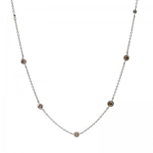 Laurenti 14k white gold diamond by the yard necklace brown & white diamonds 1.00.