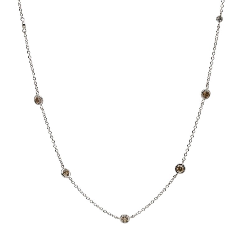 Laurenti 14k white gold diamond by the yard necklace brown & white diamonds 1.00.
