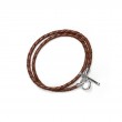 Laurenti 14k White Gold Sophia Braided Leather Wrap Brown Bracelet.