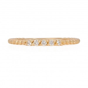 Laurenti 14k Yellow Gold Beaded 5 Diamond Stackable Ring