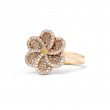Laurenti 14k Rose Gold Flower Ring .05ct yellow diamond .93ct round white. diamonds