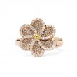 Laurenti 14k Rose Gold Flower Ring .05ct yellow diamond .93ct round white. diamonds