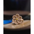 Laurenti 14k White Gold Flower Ring .05ct brown/reddish/orangey diamond. .93ct white diamonds