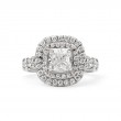 Laurenti 18k White Gold Diamond Engagement Ring set with .57cts Melee 1.20ct. Cushion cut G VS2 GIA