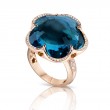 PASQUALE BRUNI 18K Rose Gold Bon Ton XL Ring with London Blue Topaz and Diamonds