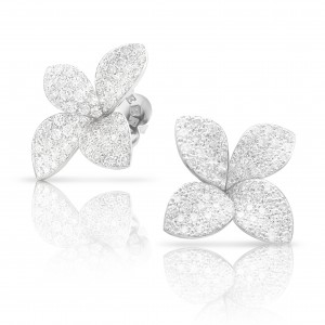 18K WHITE GOLD PETIT GARDEN STUD EARRINGS WITH DIAMONDS