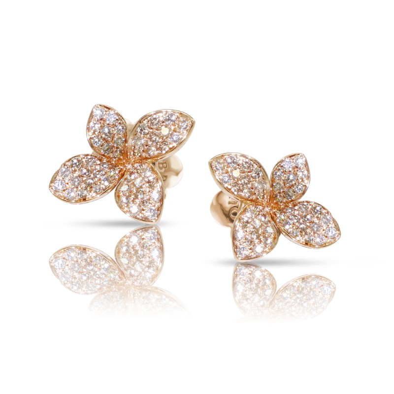 18K RED GOLD PETIT EARRAINGS GIARDINI SEGETI GOLD 4.45 DIAMOND .74CTW.