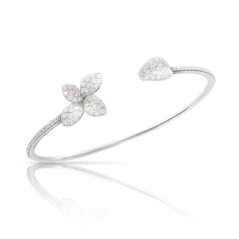 18K WHITE GOLD PETIT GARDEN BRACELET WITH DIAMONDS, SIZE XXS