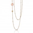 18K ROSE GOLD BON TON MILKY QUARTZ AND DIAMOND LONG NECKLACE 0.10CT QRTZ-10.27. 