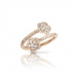 PASQUALE BRUNI 18K ROSE GOLD  FIGLIA DEI FIORI 2 FLOWERS CONTRARIÉ RING WITH DIAMONDS