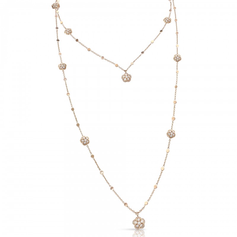 PASQUALE BRUNI 18K ROSE GOLD FIGLIA DEI FIORI SAUTOIR WITH WHITE AND CHAMPAGNE DIAMONDS