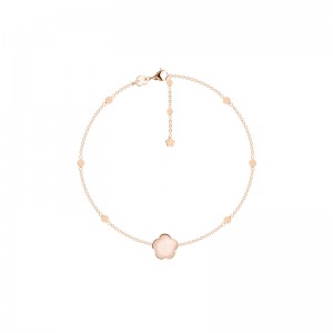 18K ROSE GOLD PINK SEMI PRECIOUS STONE BON TON BRACELET PINK STONE-4.73. 