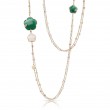 PASQUALE BRUNI 18K ROSE GOLD TON JOLI SAUTOIR WITH WHITE AND GREEN AGATE AND DIAMONDS
