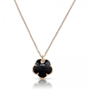 18K PINK GOLD JOLI BLACK QUARTZ PENDANT 0.04-DIA, 3.84-BLK.QURTZ.