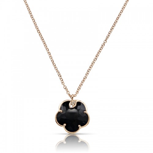 18K PINK GOLD JOLI BLACK QUARTZ PENDANT 0.04-DIA, 3.84-BLK.QURTZ.