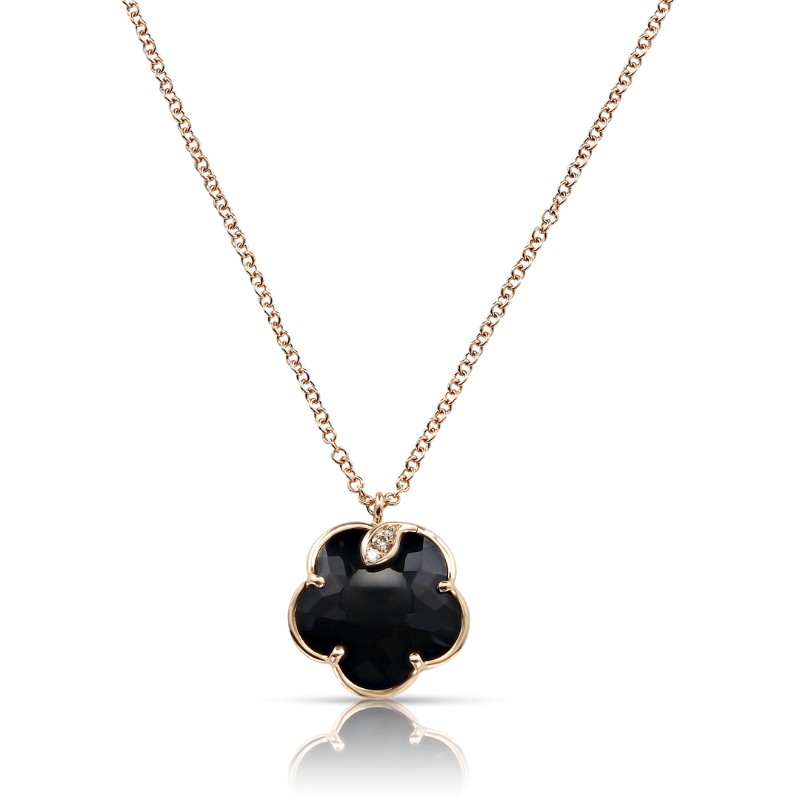 18K PINK GOLD JOLI BLACK QUARTZ PENDANT 0.04-DIA, 3.84-BLK.QURTZ.