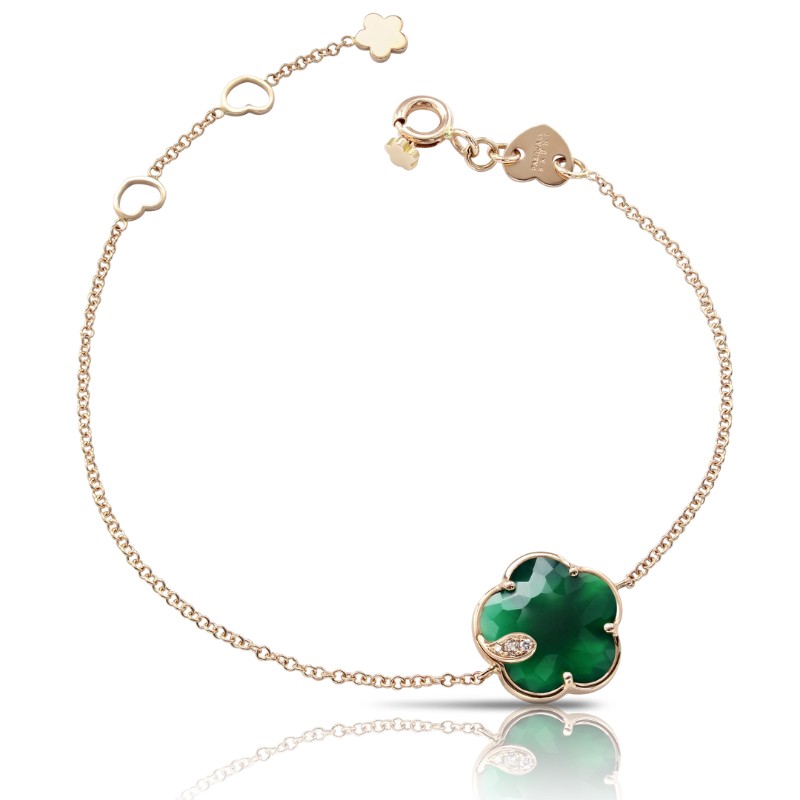 18K ROSE GOLD JOLI BRACELET GREEN AGAT AND DIAMOND. 