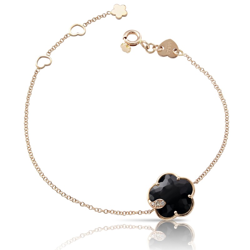 18K PINK GOLD JOLI BLACK QUARTZ BRACELET 0.04-DIA, 4.03-BLK QRTZ.