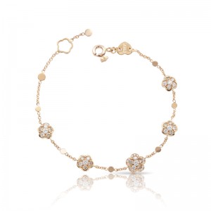 18K PINK GOLD DIAMOND WHITE AND CHAMPAGNE FIGLIA DEI FIORI 0.58CT.