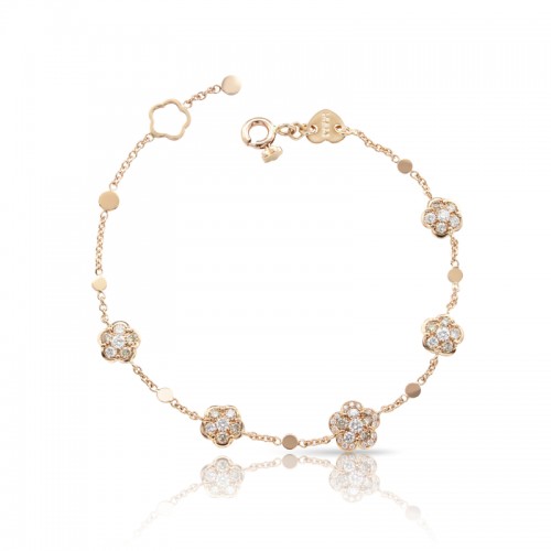18K PINK GOLD DIAMOND WHITE AND CHAMPAGNE FIGLIA DEI FIORI 0.58CT.