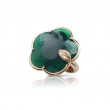 PASQUALE BRUNI 18K ROSE GOLD TON JOLI RING WITH GREEN AGATE, WHITE AND CHAMPAGNE DIAMONDS